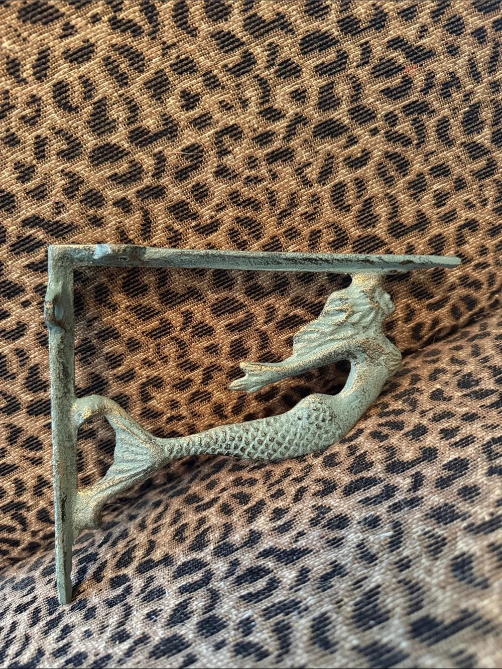 Mermaid Metal Wall Bracket Shelf Support in Aged Green